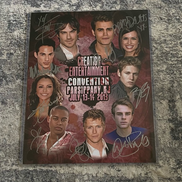 RARE Vampire Diaries Signed Poster Kat Graham Ian Somerhalder Paul Wesley - Picture 1 of 5